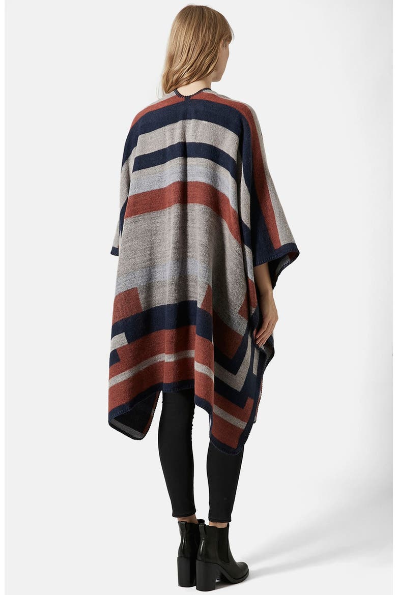 Colorblock Geometric Cape, Alternate, color, NAVY BLUE