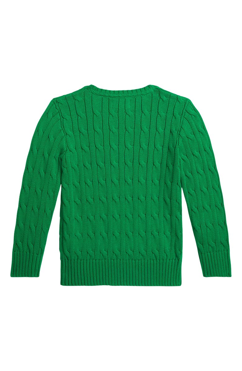 Polo Ralph Lauren Kids' Cabled Cotton Crewneck Sweater, Alternate, color, Green