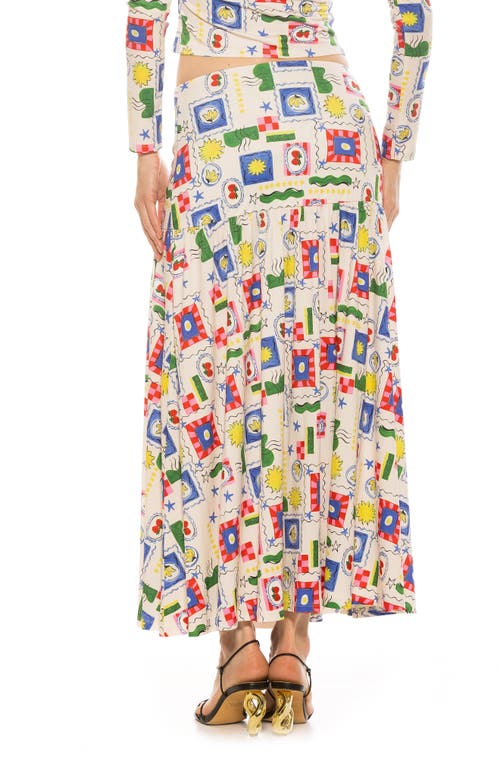 Alexia Admor Lia Low Rise Maxi Skirt In Ivory Stamps
