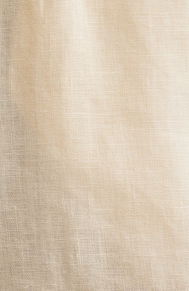 MANGO Morti Colorblock Linen Shorts, Alternate, color, Ecru