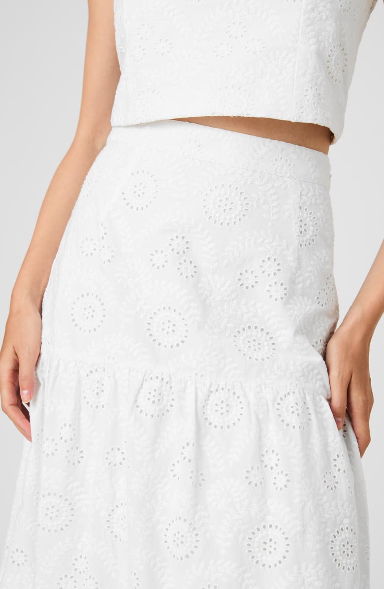 French Connection Floral Eyelet Cotton Maxi Skirt, Alternate, color, Summer White