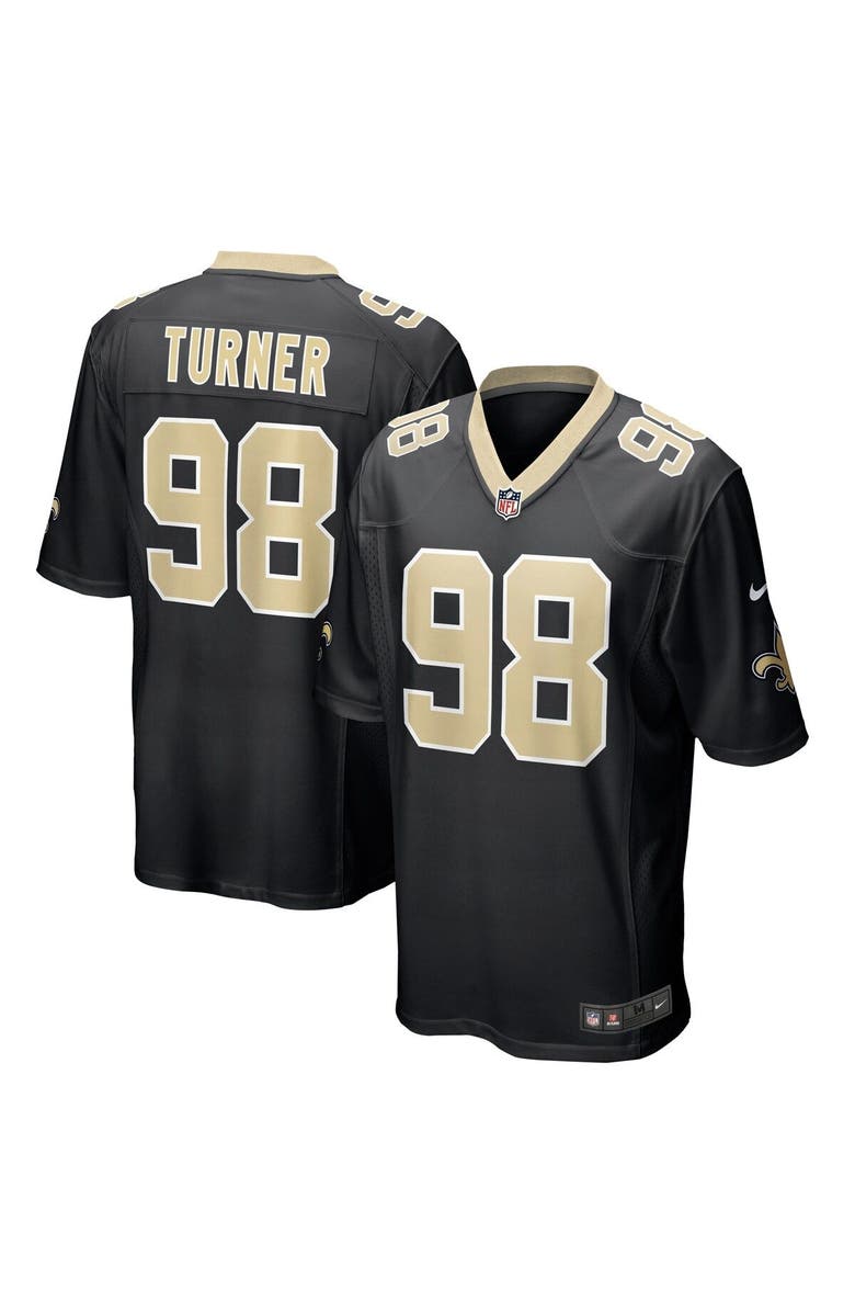 Nike Men's Nike Payton Turner Black New Orleans Saints 2021 NFL Draft First Round Pick Game Jersey, Main, color,