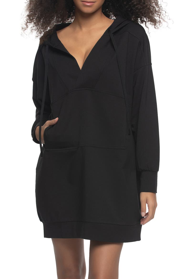 Kimora Long Sleeve Sweatshirt Lounge Dress, Main, color, BLACK