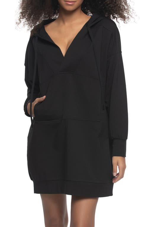 Felina Kimora Long Sleeve Sweatshirt Lounge Dress In Black