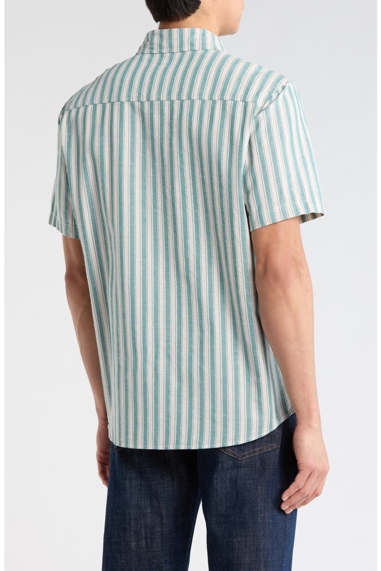 Promenade Stripe Slub Cotton Short Sleeve Button-Up Shirt, Alternate, color, CABO