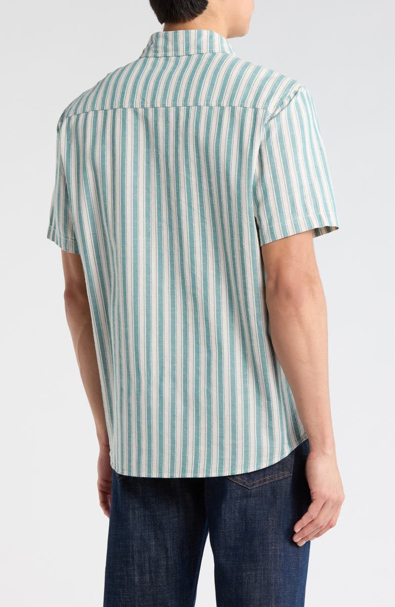Union Promenade Stripe Slub Cotton Short Sleeve Button-Up Shirt, Alternate, color, Cabo