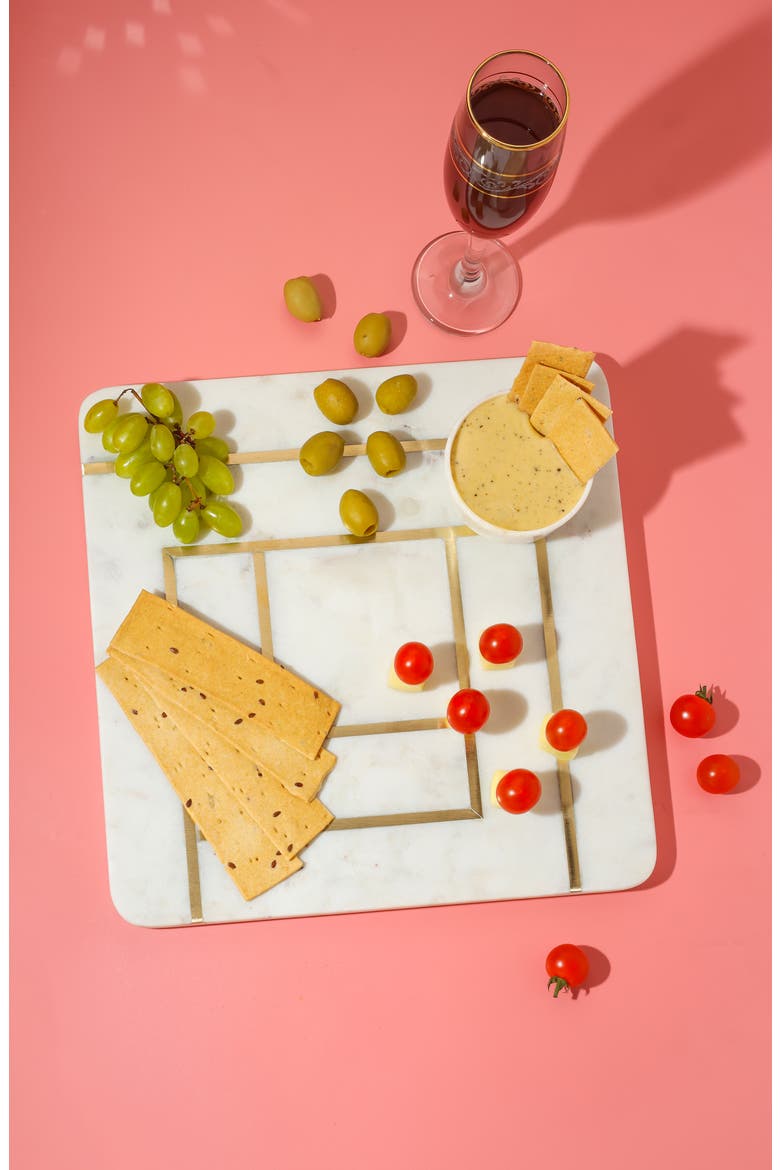 Noble Lineage Marble Platter, Alternate, color, WHITE/ GOLD