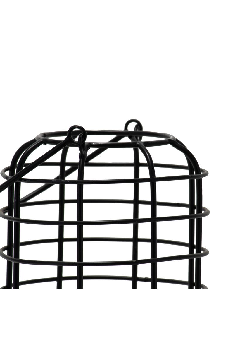 Foreside Home and Garden Black Round Metal Wire Pillar Candle Holder with Handle, Alternate, color, Black