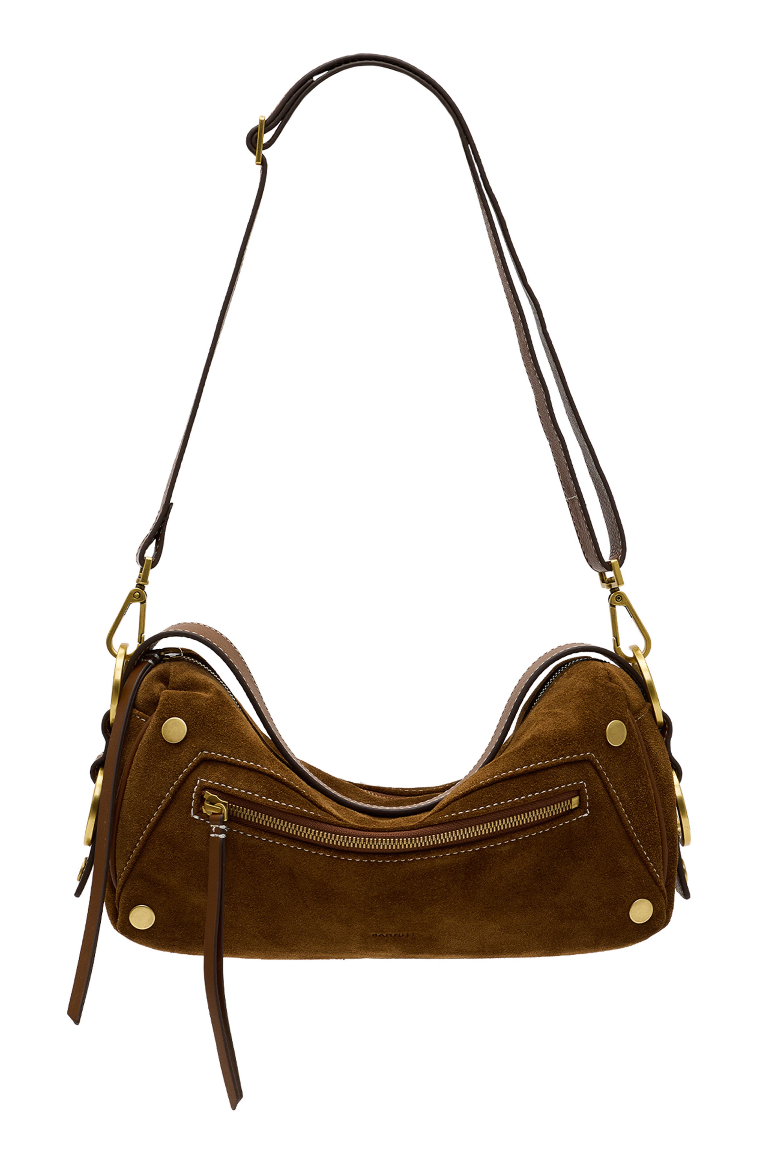Doxie Medium Leather Crossbody Bag, Alternate, color, CINNAMON SUEDE/ ANTIQUE GOLD