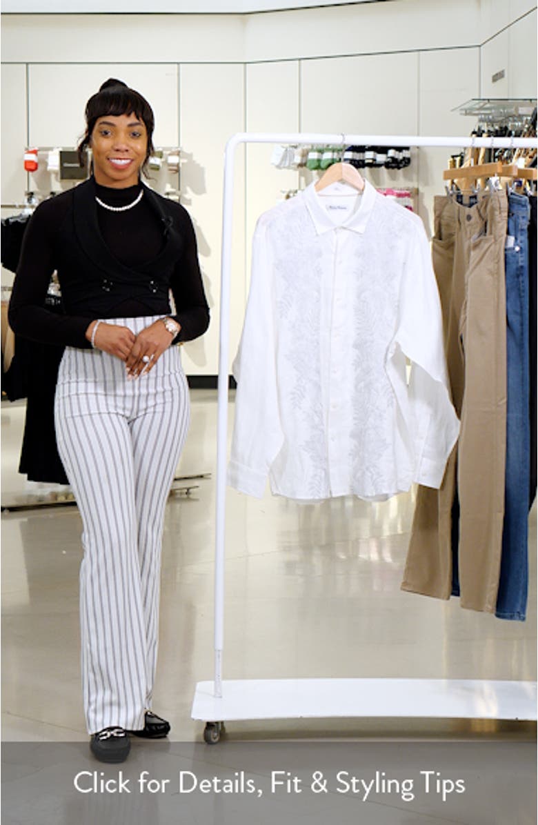 Down the Isle Embroidered Linen Button-Up Shirt, sales video thumbnail