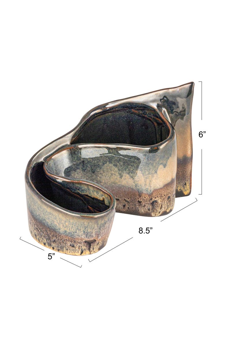 Artisanal Dual-Section Planter, Alternate, color, Brown