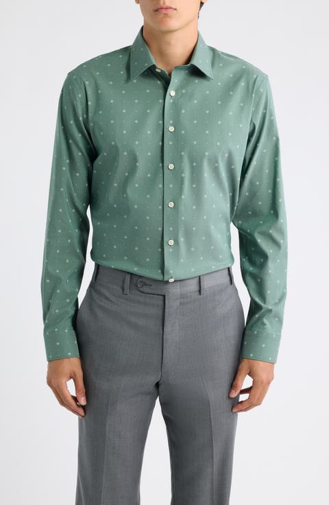 Trim Fit Geo Print Dress Shirt