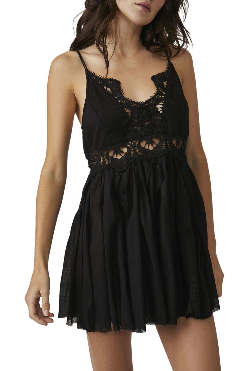 Free People Ilektra Lace Inset Cotton Chemise, Main, color, 