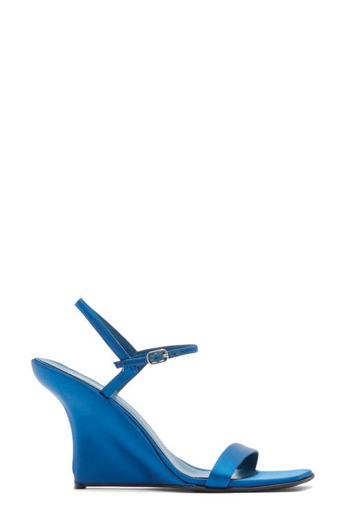 Jeffrey Campbell Kassandra Sculpted Two-piece Wedge Sandals In Blue Satin
