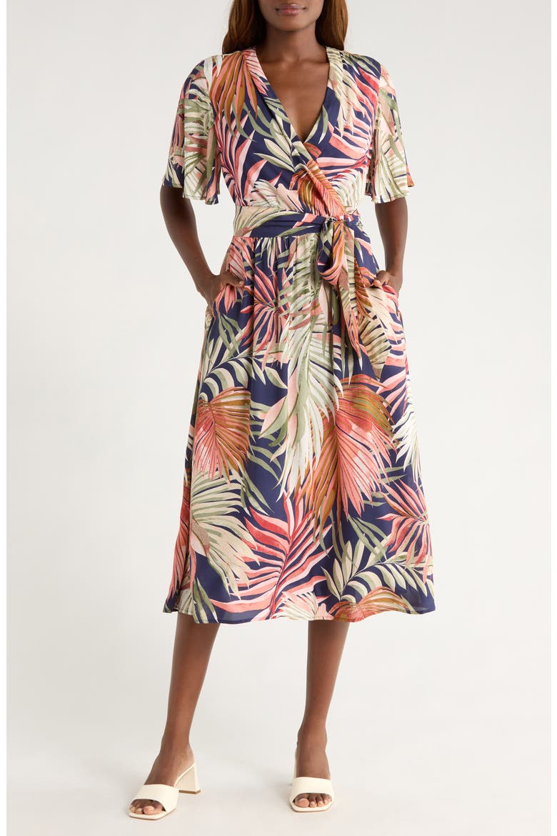 Palm Canyon Short Sleeve Wrap Dress, Main, color, COASTLINE