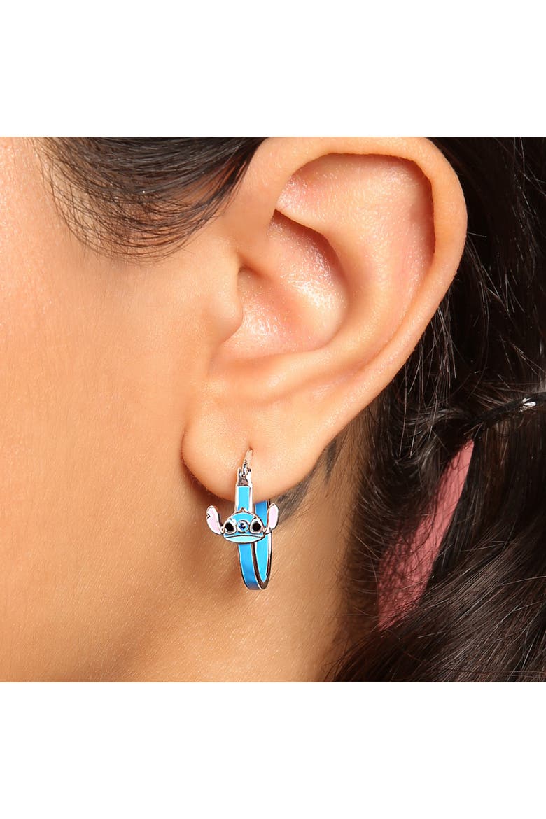 Blue Crystal Enamel Hoop Earring, Alternate, color, Blue