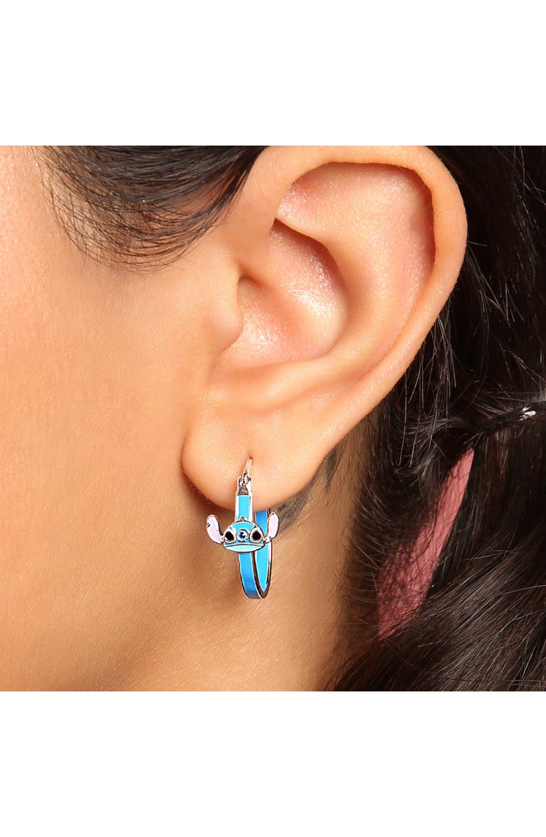 Disney Blue Crystal Enamel Hoop Earring, Alternate, color, Blue