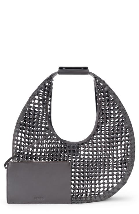 Moon Woven Leather Top Handle Tote