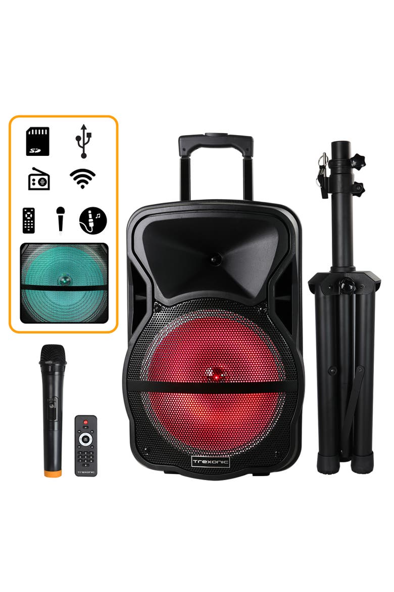 Combo 12" Bluetooth Portable Speaker and Tripod Stand, Main, color, Black