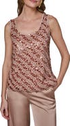 Donna Karan New York Sequin Scoop Neck Sleeveless Top