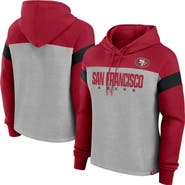 FANATICS Women's Fanatics Heather Gray/Scarlet San Francisco 49ers Bold Play Call Pullover Hoodie