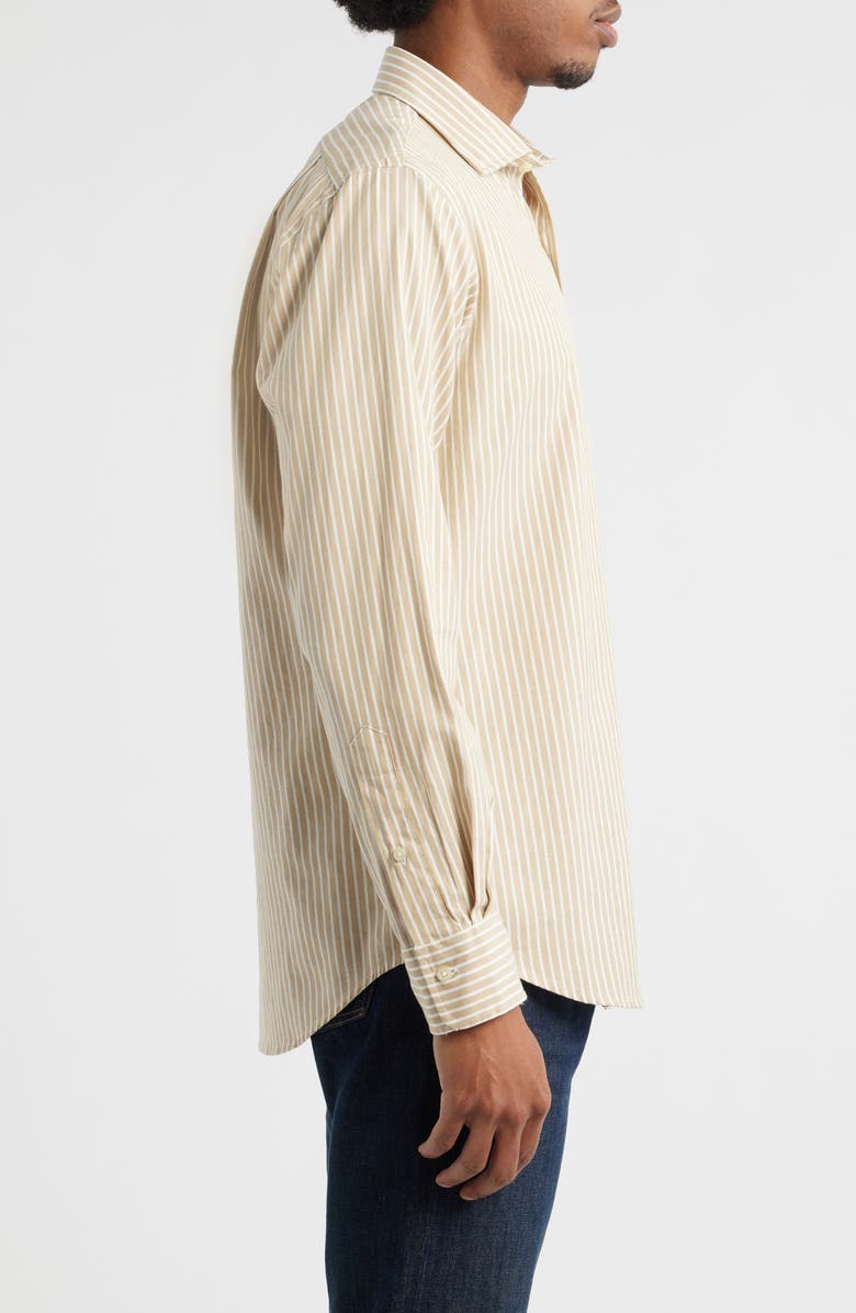 Polo Ralph Lauren Classic Fit Stripe Cotton Button-Up Oxford Shirt, Alternate, color, Coastal Beige White