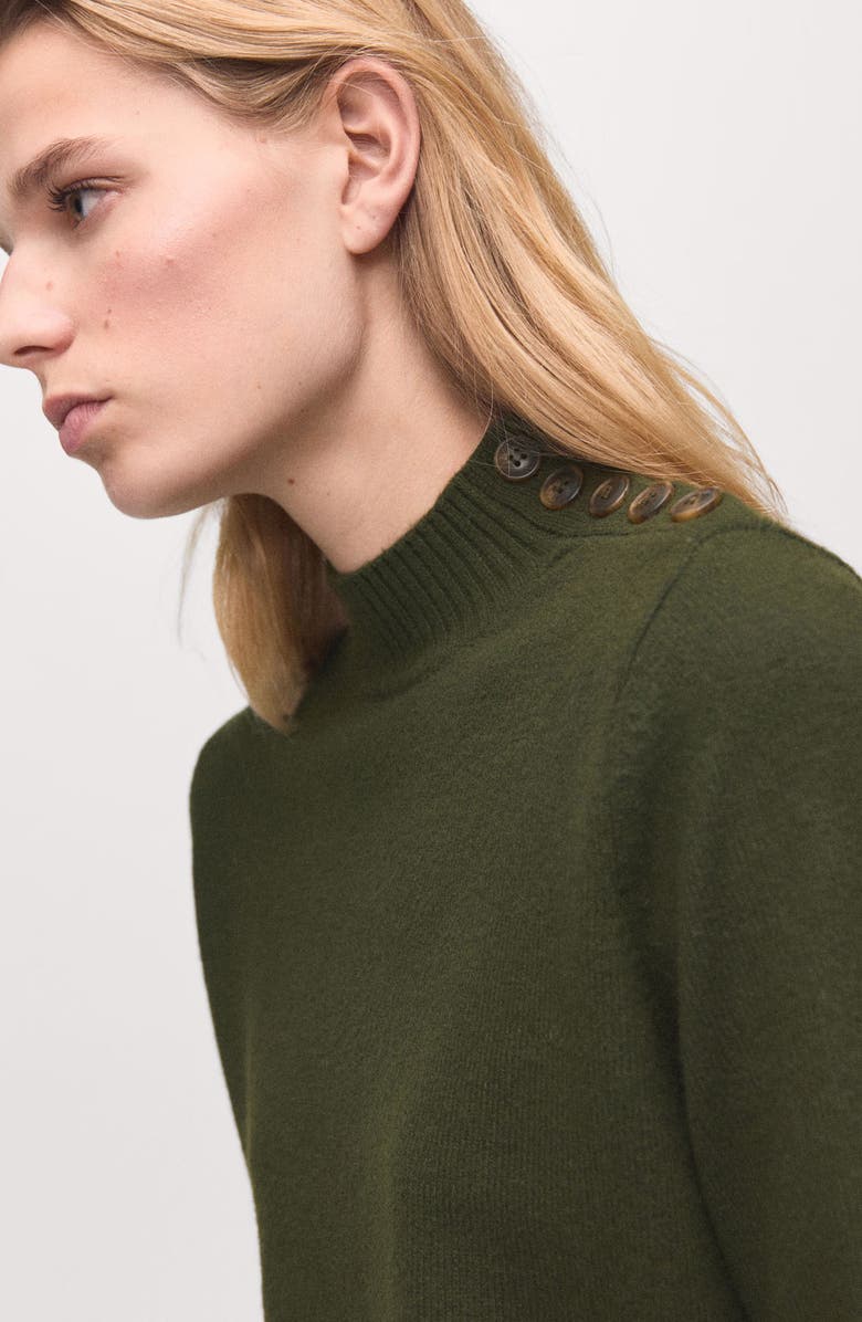 MANGO Shoulder Button Mock Neck Sweater, Alternate, color,