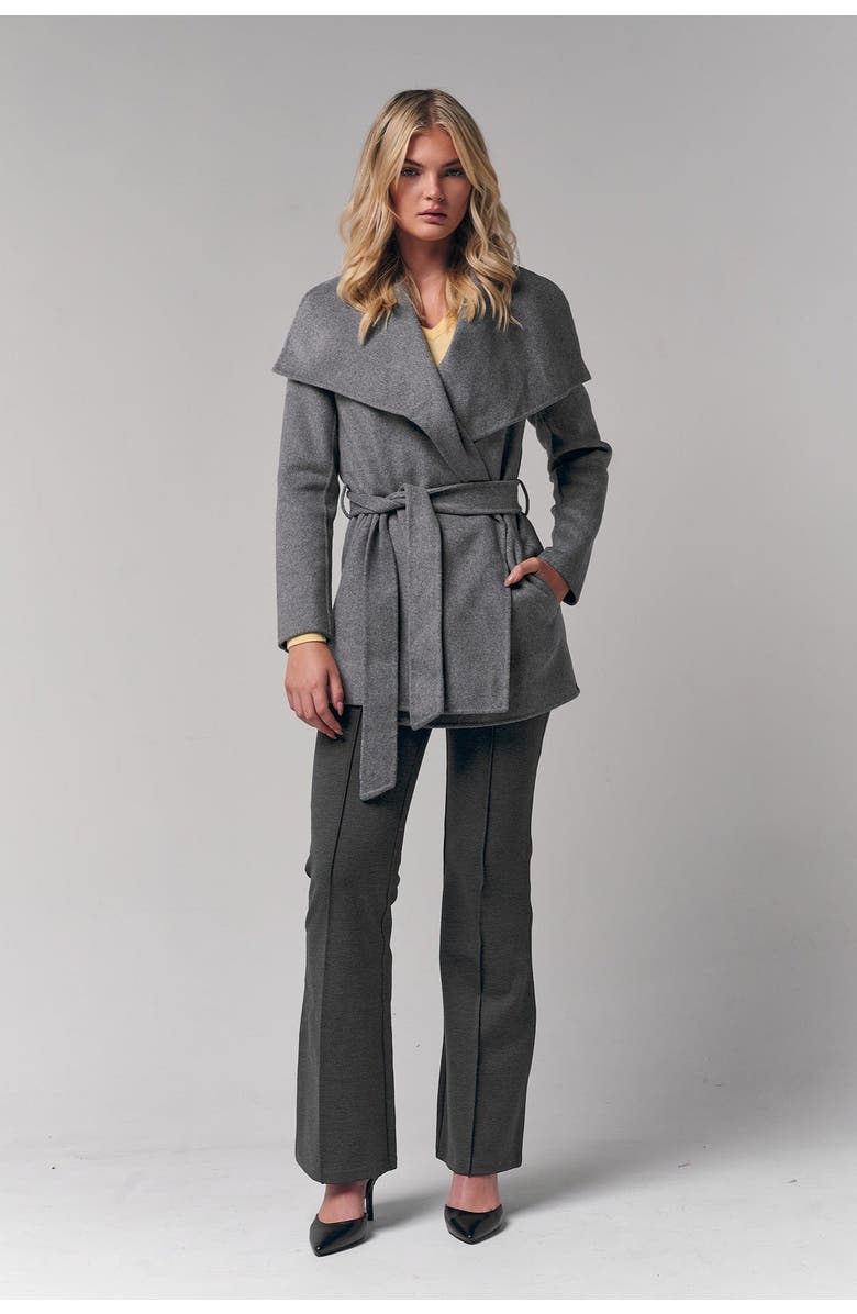 Le Fafo Draped Collar Short Wrap Coat, Main, color, Gray