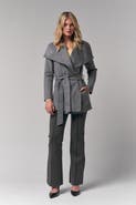 Le Fafo Draped Collar Short Wrap Coat