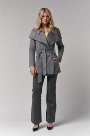 Le Fafo Draped Collar Short Wrap Coat