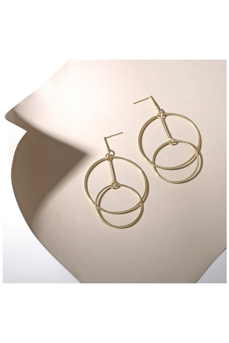 Round Two Circle Dangle Stud Earrings, Alternate, color, YELLOW