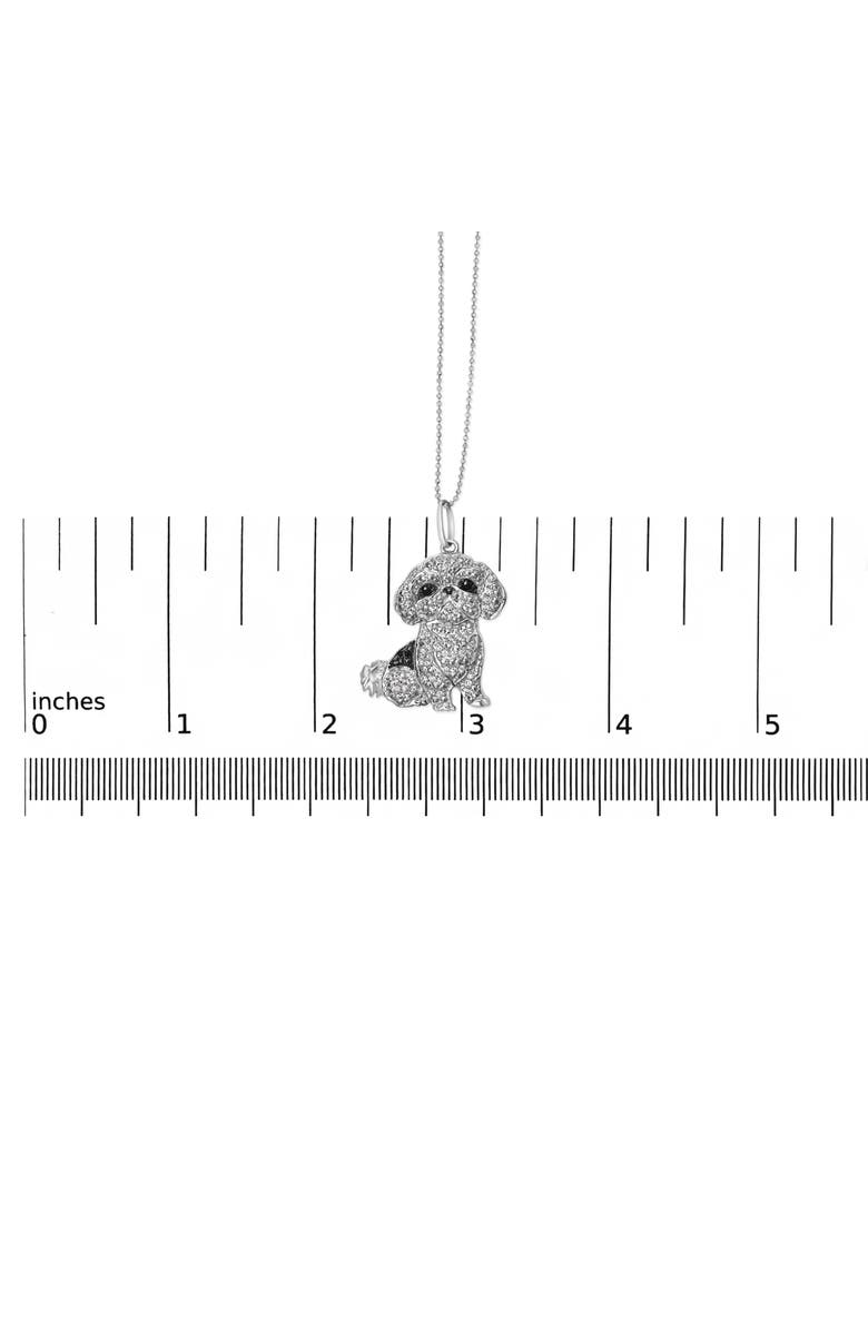 Haus of Brilliance Silver 1/2 Cttw White and Black Diamond Shih Tzu Dog 18" Pendant Necklace, Alternate, color, White