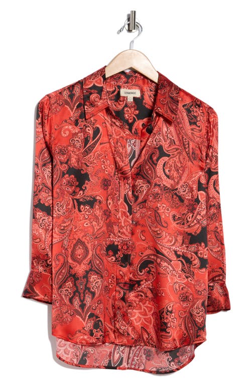 L Agence L'agence Dani Paisley Silk Button-up Shirt In Red