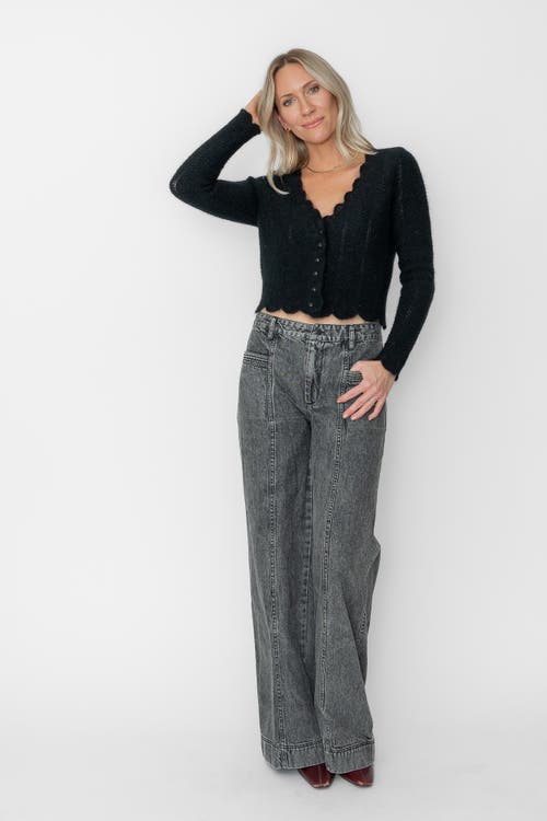 West Of Amelie Scallop Cardigan In Black