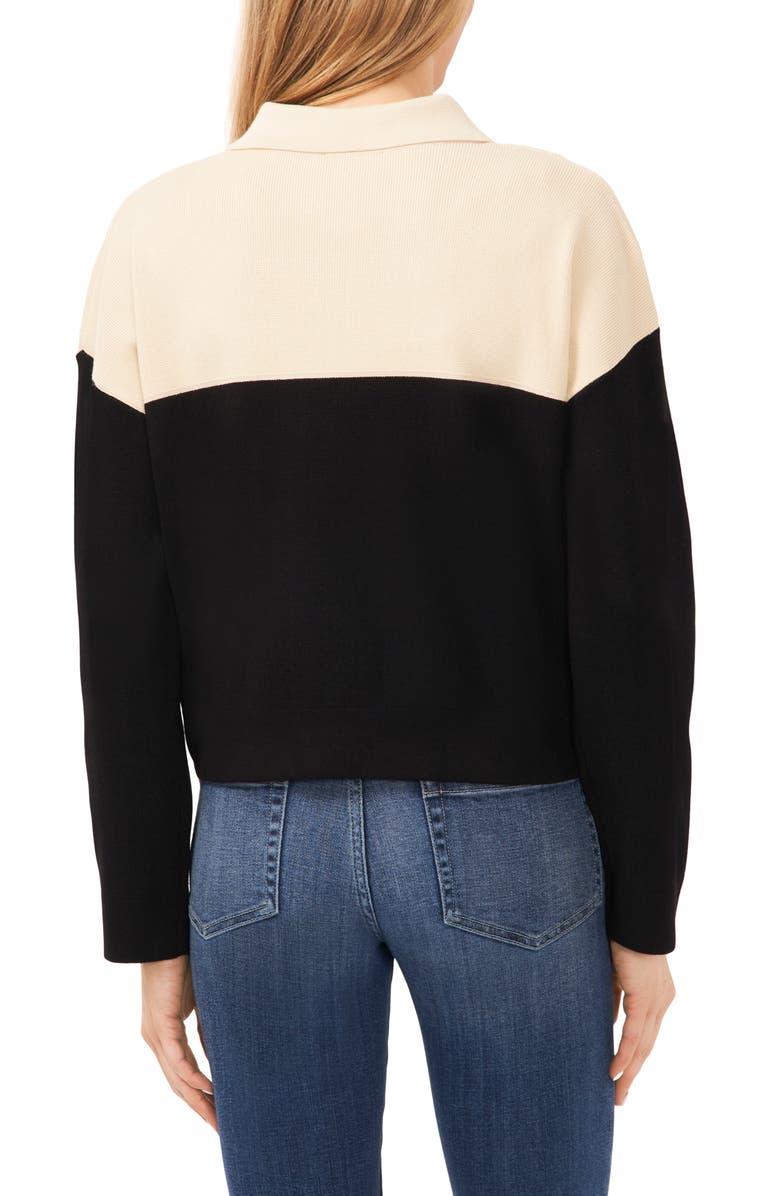 CeCe Colorblock Polo Sweater, Alternate, color, 