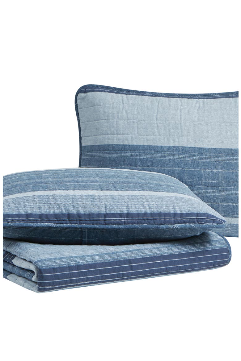 Ridgeport Open Dark Blue Quilt Set, Main, color, BLUE