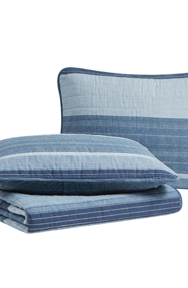 Nautica Ridgeport Open Dark Blue Quilt Set, Main, color, Blue