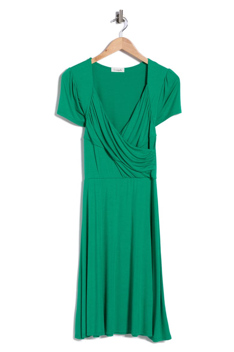 Draped Surplice Flare Dress, Alternate, color, KELLY
