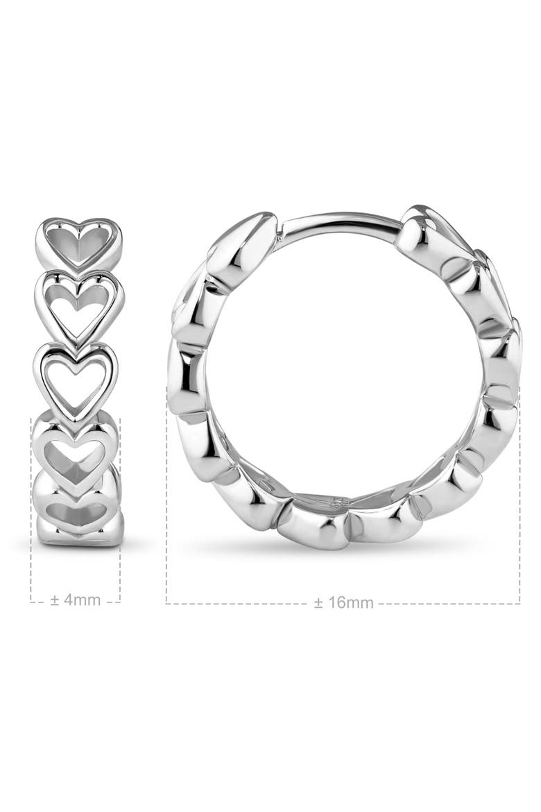 Open Heart Hoop Earrings in Rhodium Plated Sterling Silver, Alternate, color, Silver