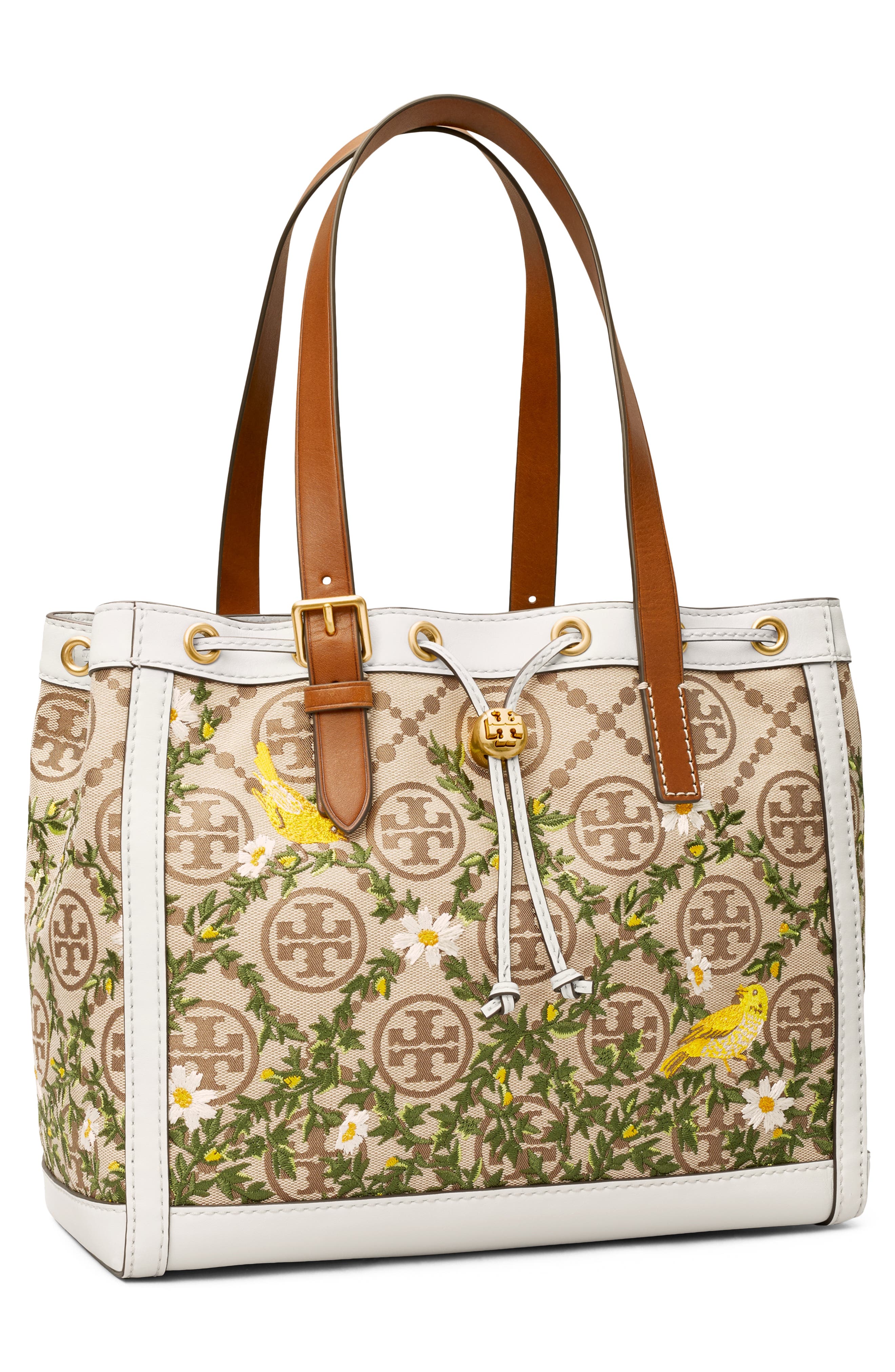 Tory Burch T Monogram Floral Embroidered Tote, Alternate, color, 