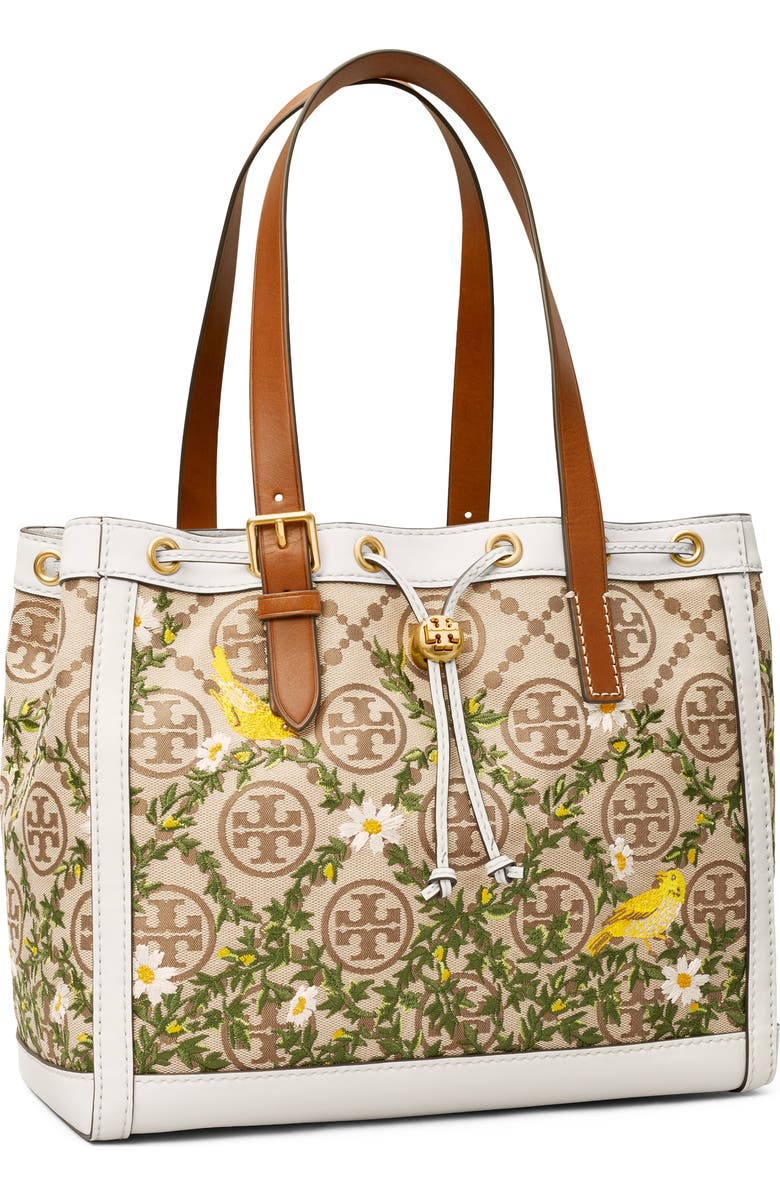 Tory Burch T Monogram Floral Embroidered Tote, Alternate, color,