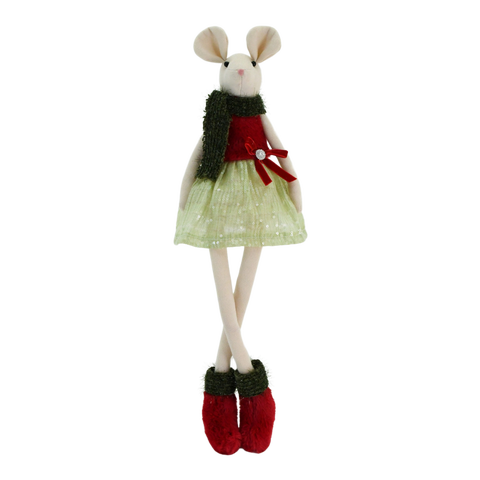 Plush Mouse Shelf Sitter Decorative Figurine for Christmas