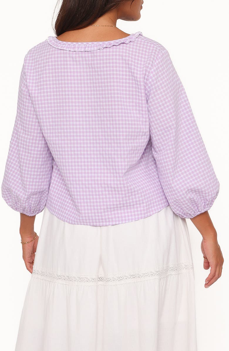 Petal & Pup Fainche Gingham Cotton Blend Top, Alternate, color, Lilac Gingham