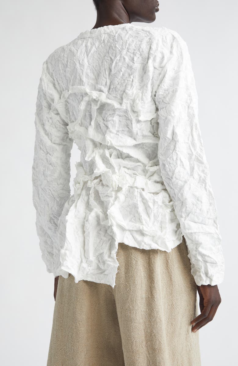 Comme des Garçons Raschel Knit Crushed Ruffle Top, Alternate, color, White