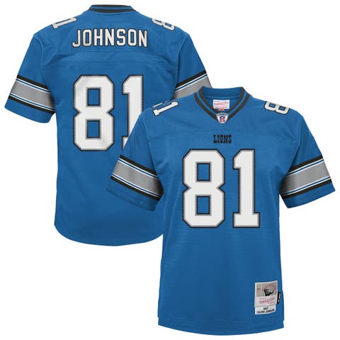 Youth Mitchell & Ness Calvin Johnson Blue Detroit Lions Legacy Replica Jersey