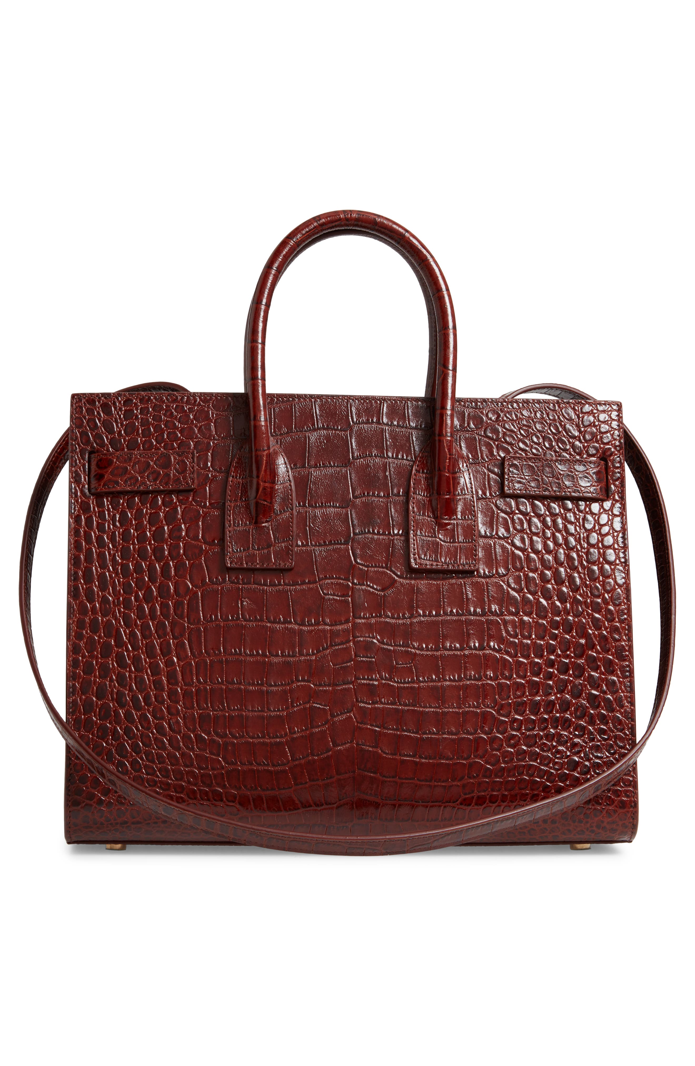 Saint Laurent Small Sac de Jour Croc Embossed Leather Tote, Alternate, color, 