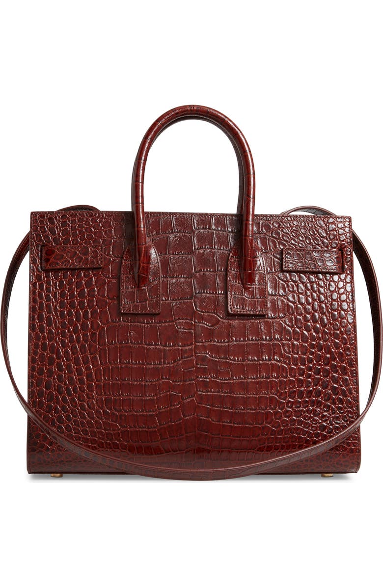 Saint Laurent Small Sac de Jour Croc Embossed Leather Tote, Alternate, color,