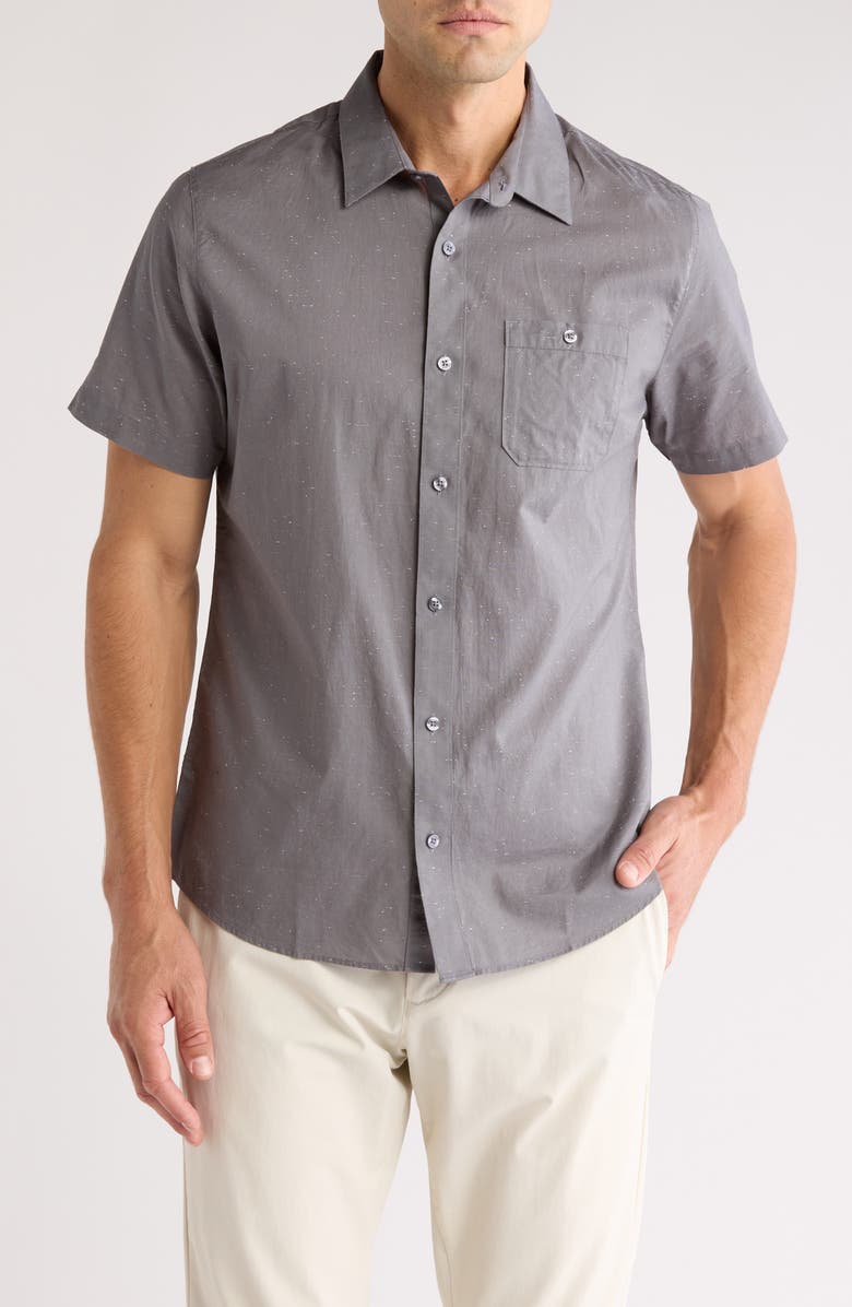 TravisMathew Studebaker Regular Fit Short Sleeve Shirt, Main, color, Quiet Shade
