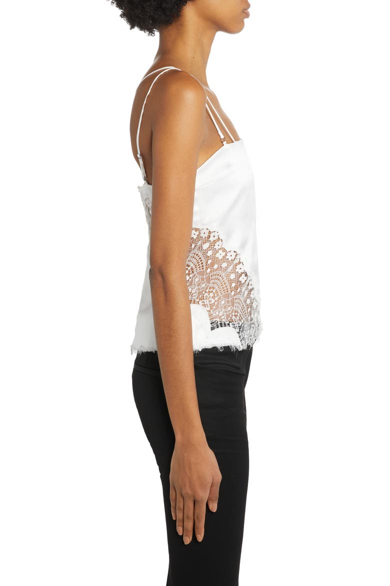 Lace & Silk Stretch Satin Camisole, Alternate, color, CHALK