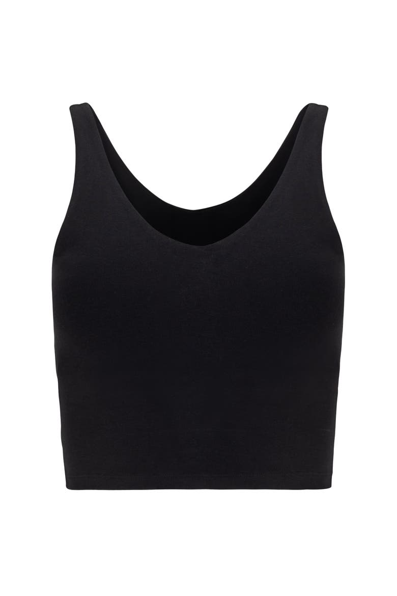 V Neck Organic Cotton Crop Tank, Main, color, Black